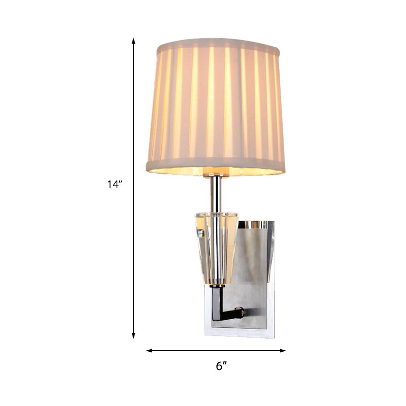 Applexion murale chromée en bulbe de style moderne tissu plissé mural luminaire monté