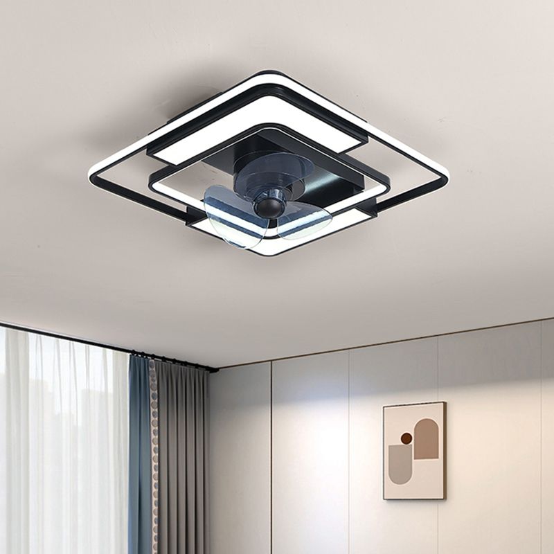 Lámpara de ventilador LED geométrico moderno de 360 grados de semi flush de montaje de montaje con rubor