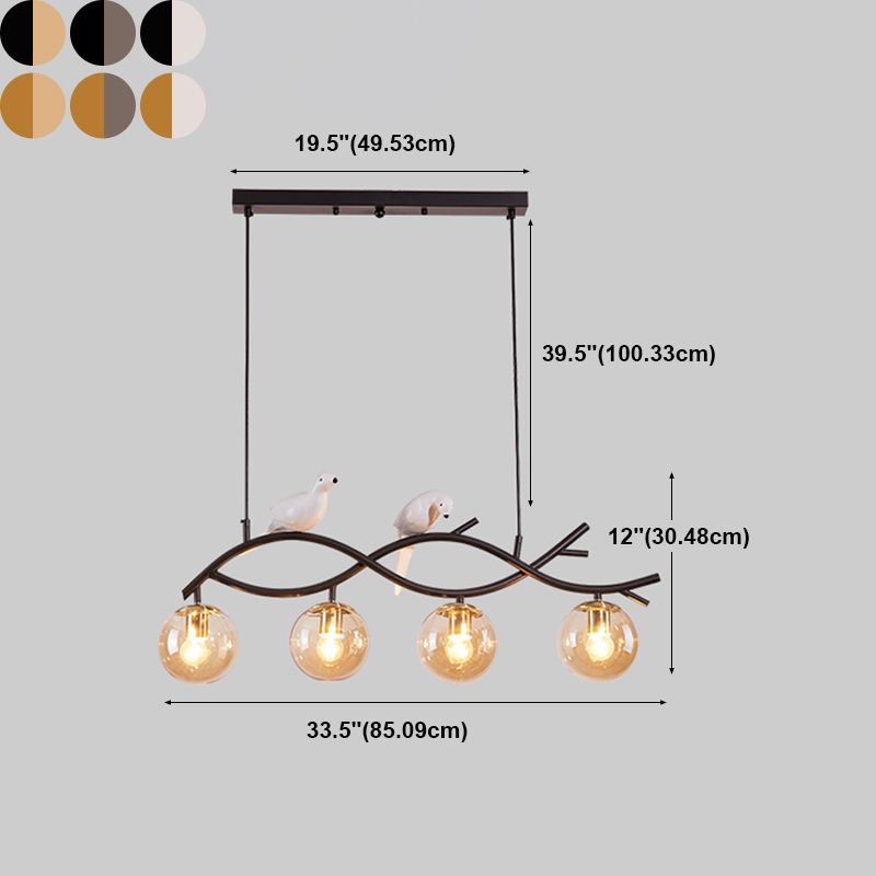 Contemporary Sphere Island Light Glass Island Lighting Fixtures for Kitchen