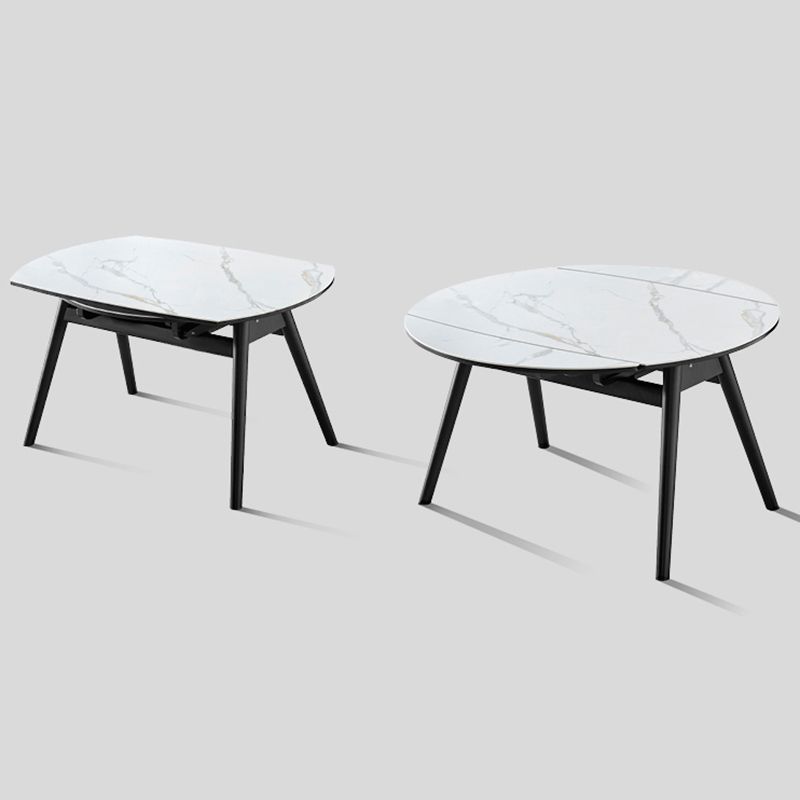 Moderner gesinterter Stein Esstisch 51.18 "runder Dropblatttisch mit schwarzem Rahmen