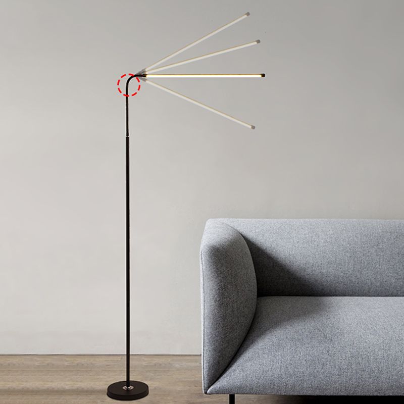 Linear Shape Metal Floor Light Modern Style 1 Light Floor Light Fixtures in Black