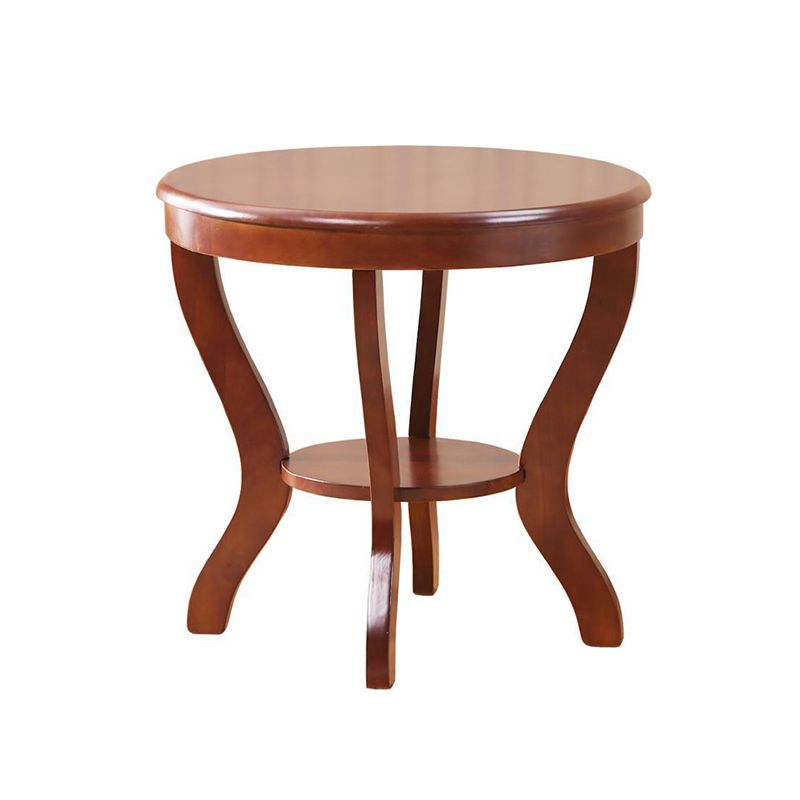 22.4" Tall 4 Legs End Table Solid Wood Round Side Table for Living Room