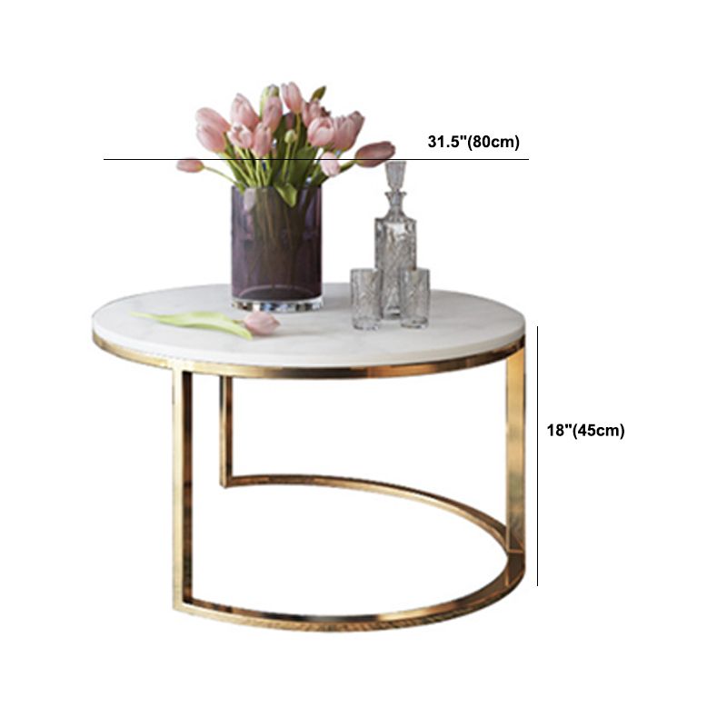 Frame Glam Simple Coffee Table Marble Round Cocktail Table Set