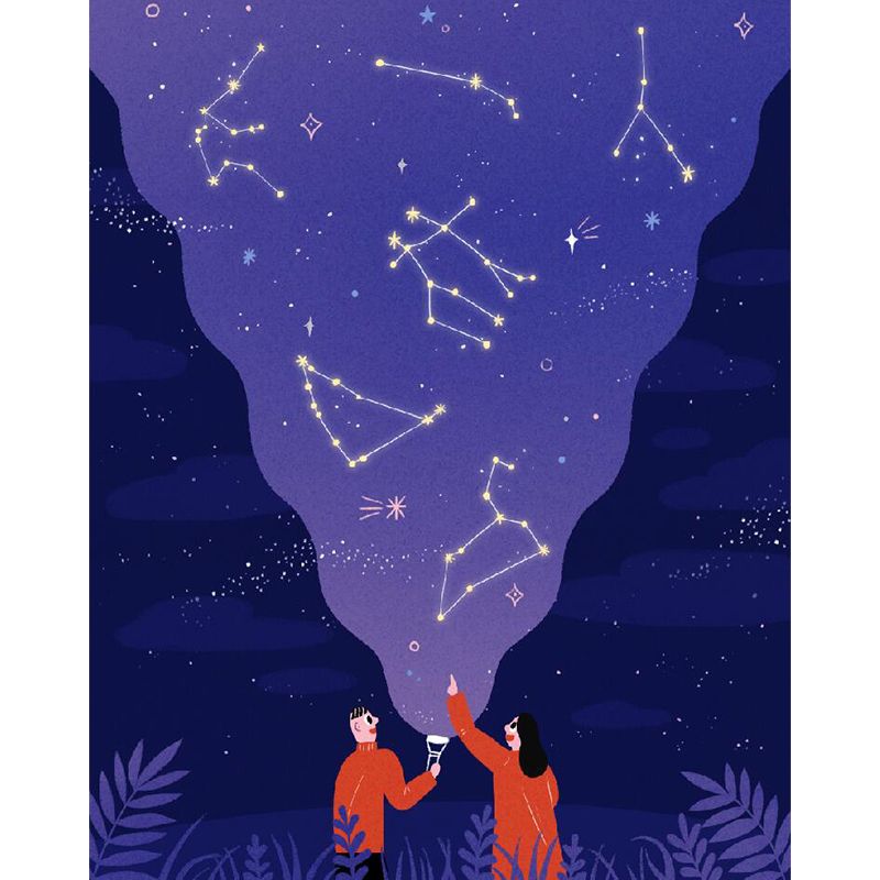 Modern Starry Night Scene Mural Wallpaper Purple Astronomical Landscape Wall Covering