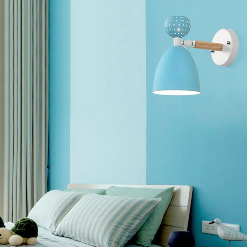 Contemporary Macaron Metal Wall Light Wood Lighting for Dining Room