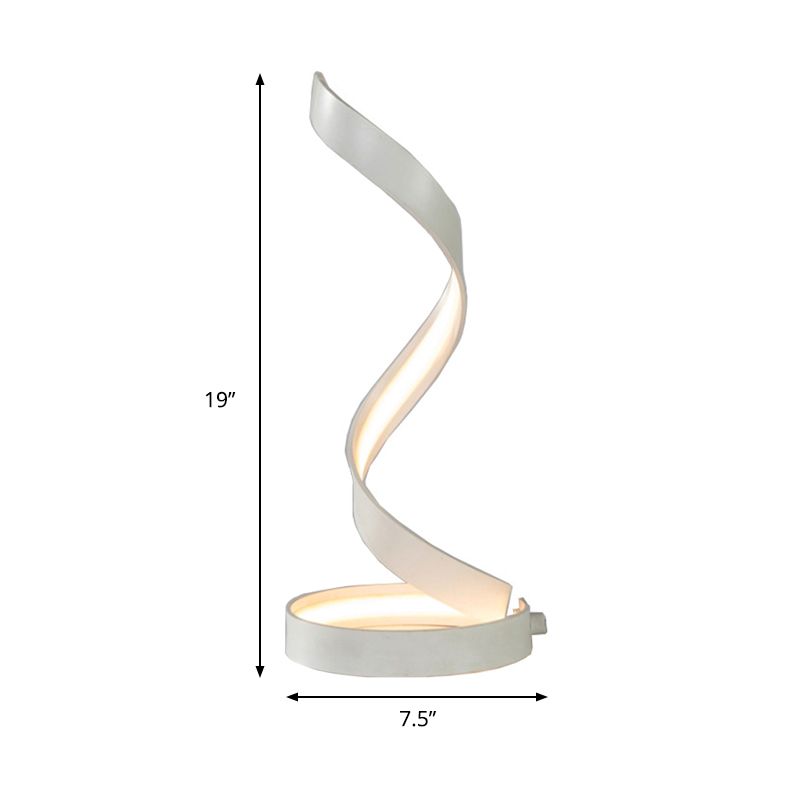 LED Living Room Desk Lamp Modernist White Task Lighting with Twisted Acrylic Shade