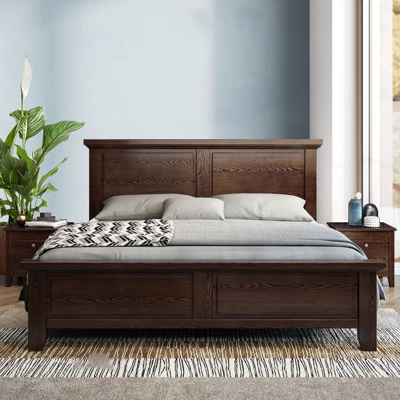 Ash Standard Bed Mid-Century Modern Bed Frame with Headboard