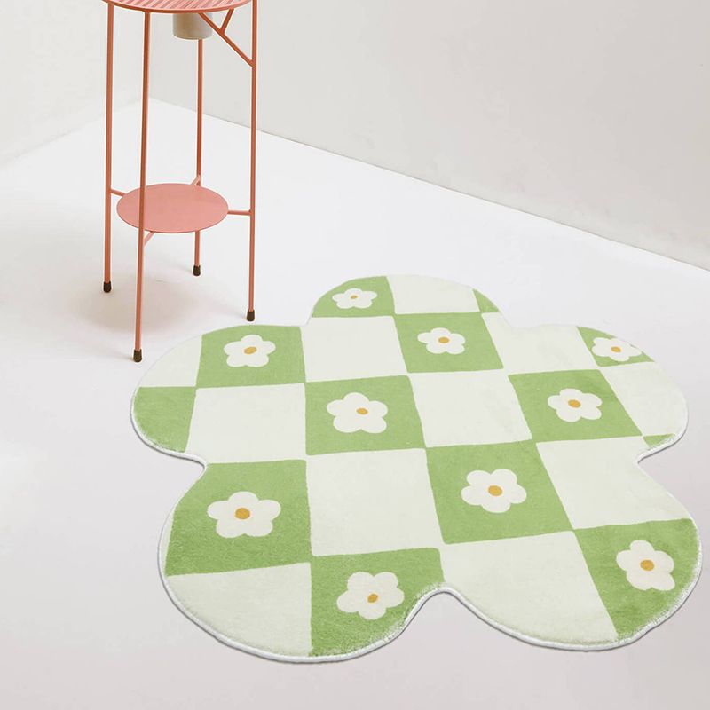 Novelty Flower Shape Rug Lattice Area Rug Polyester Easy Care Carpet for Living Room