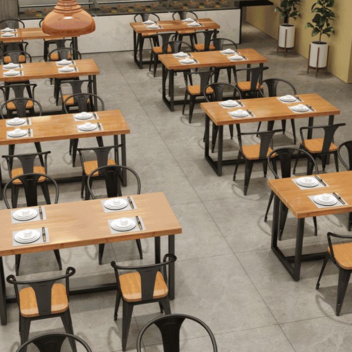 Industrial Rectangle Wooden Table Set 1/2/5 Pieces Dining Set for Kitchen