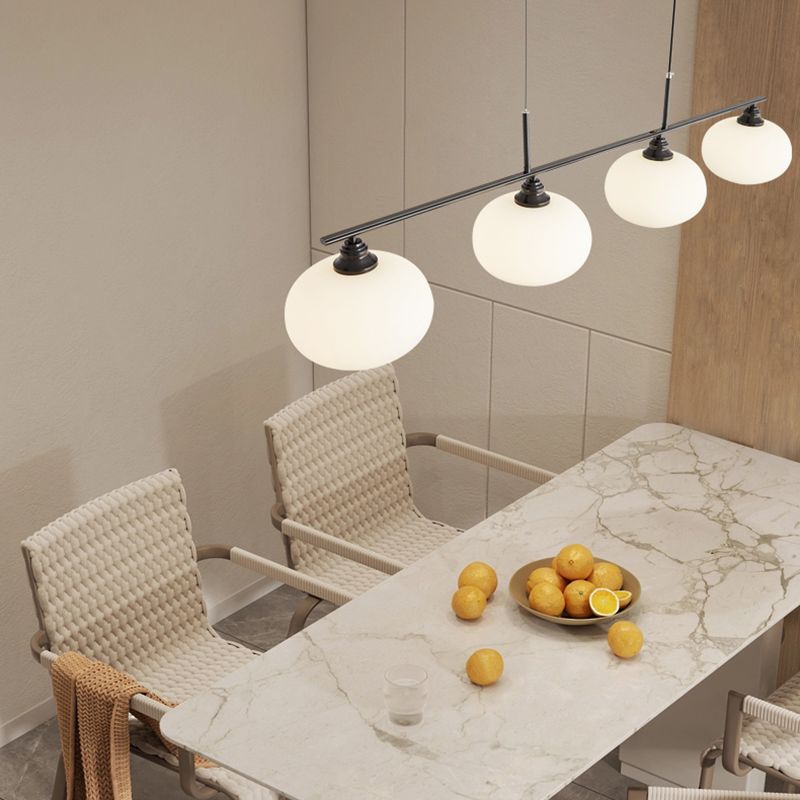 Modern Metal Pendant Light Persimmon Shape Island Light with Glass Shade for Living Room