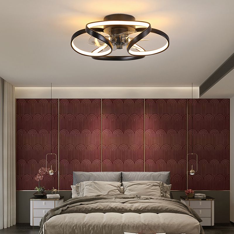 Contemporary Linear LED Ceiling Fan Light Simple Flush Mount Light for Living Room