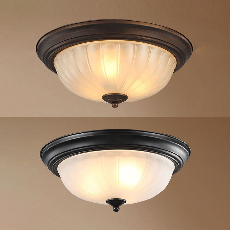 Bowl-Shaped Glass Flush Mount Ceiling Light Classic Bedroom Flush Mount Light Fixture