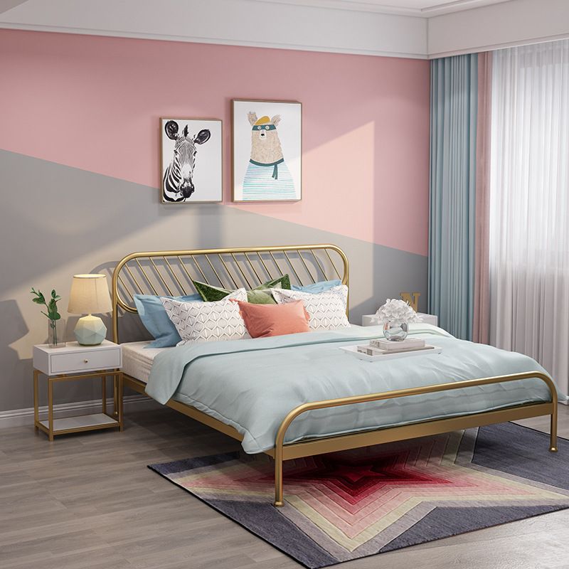 Glam Simple Metal Open-Frame Bed Upholstered Wire-Grid Bed Frame