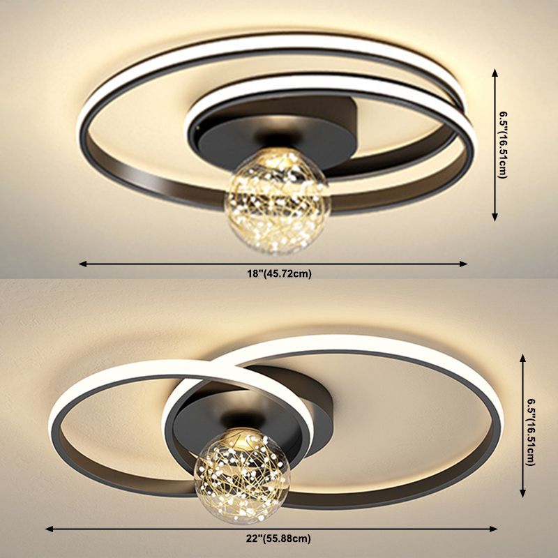 Plafonnier encastré multi-lumières à abat-jour rond de style moderne, noir