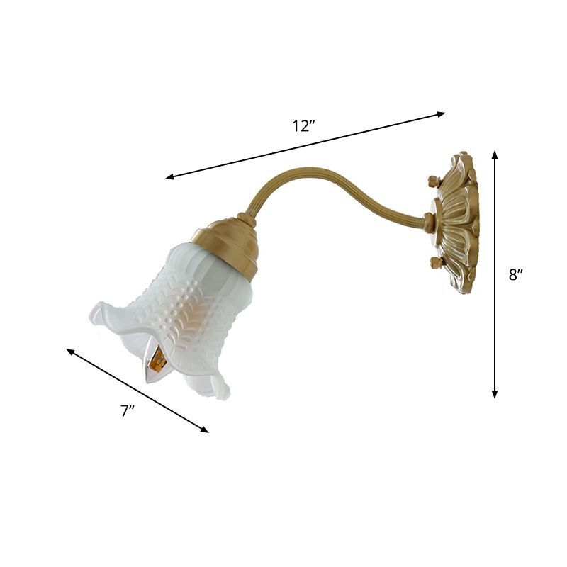 Lampada a parete floreale a singola luce anticato in ottone in ottone PRISMATIC Glass Wall Freet