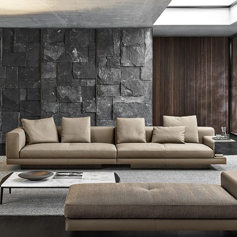 Scandinavian Light-grey Loose Back Square Arm Living Room Seating