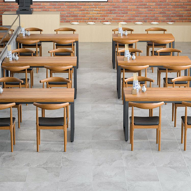Industrial Style Dining Table Rectangle Solid Wood Table with Black Frame