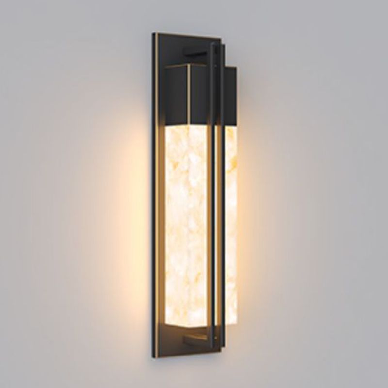 Contemporary Wall Sconce Rectangular Outdoor Wall Light Fixture with Metal