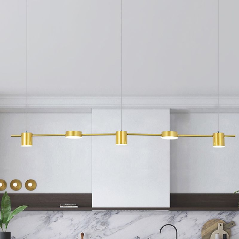 Lineaire metalen kroonluchter licht Modern 3/5 kopjes zwart/goudhangende lamp met roteerbare tint, warm/wit licht