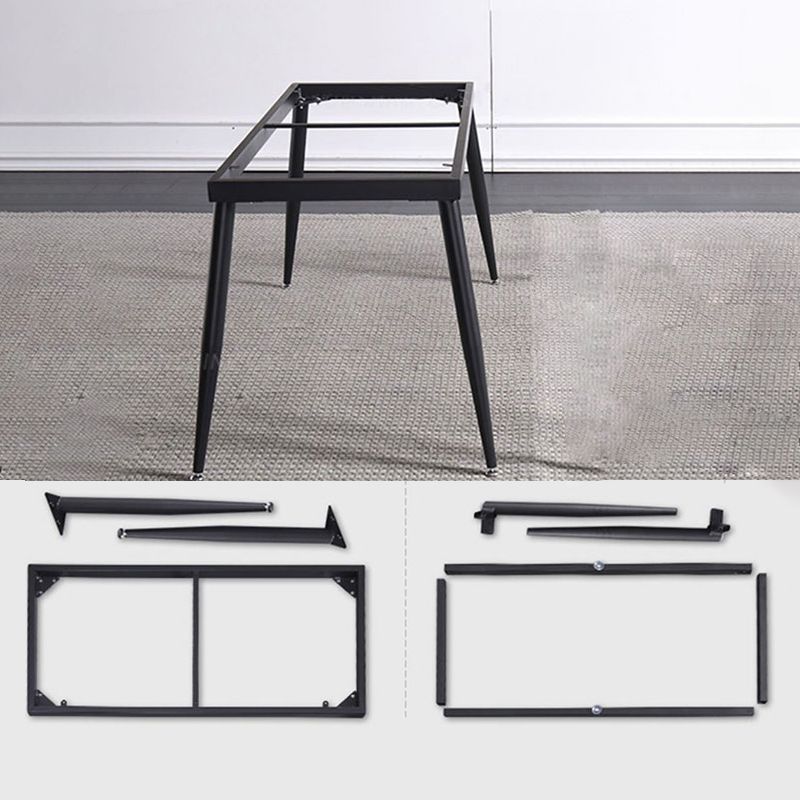 Contemporary Style Sintered Stone Dining Table with White Fixed Table and 4 Legs Base