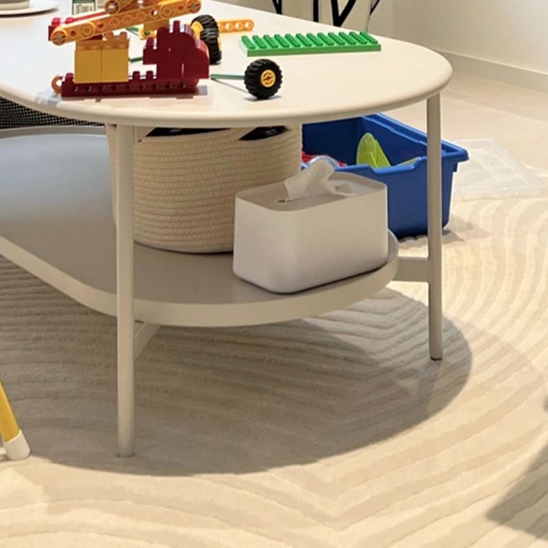 4 Legs Coffee Cocktail Table Wooden Oval Coffee or End Table with Shelf