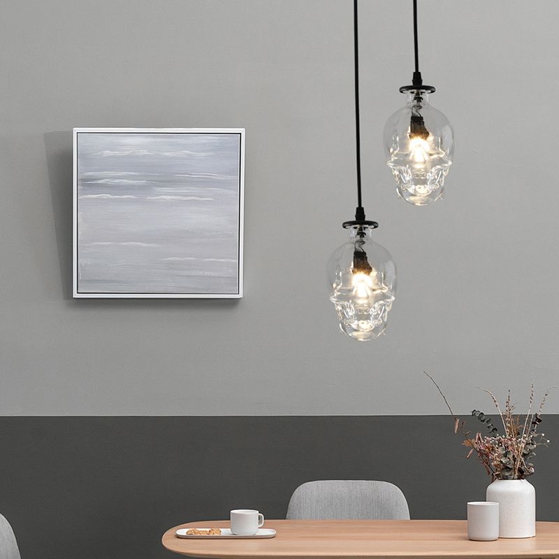 Lampada sospesa nera in vetro in stile creativo industriale Luce a sospensione geometrica per sala da pranzo