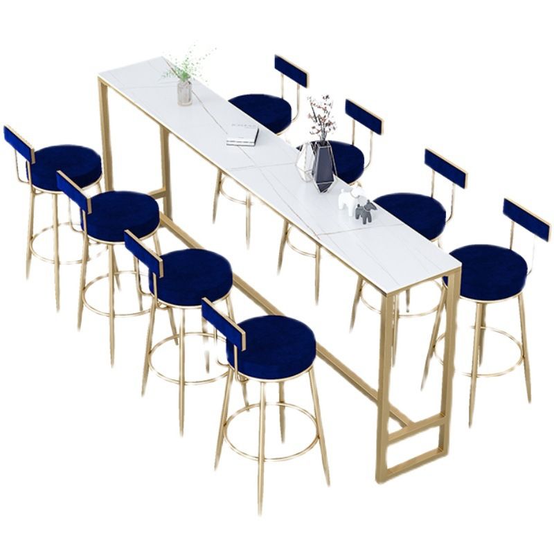 Rectangle Sintered Stone Bar Table Trestle Base Dining Table for Kitchen Living Room