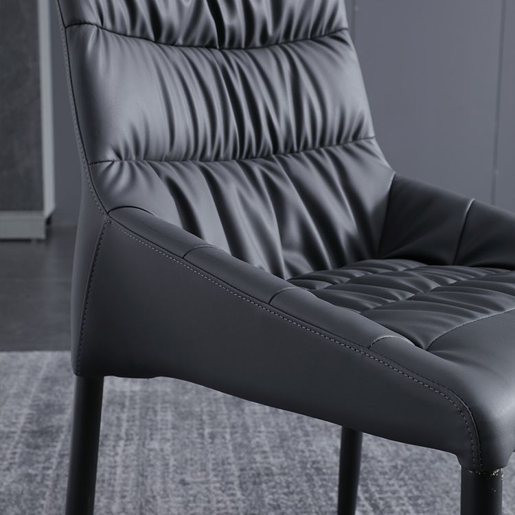 Silla de comedor de metal de estilo moderno, silla lateral sin brazos de comedor de cuero para cocina
