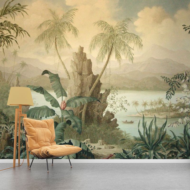 Retro-Wandbilder für Akzentwände, mittelalterlicher Wald in dunkler Farbe, personalisierte Größe erhältlich
