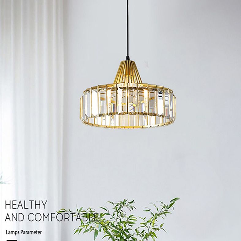 Crystal Drum Pendant Ceiling Light Simplicity Hanging Ceiling Light for Dinning Room