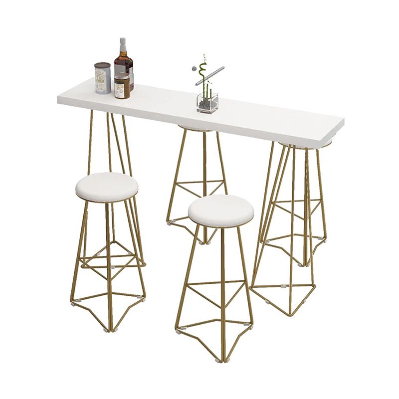 Glam Style Bar Table Rectangle Solid Wood Bar Dining Table for Living Room