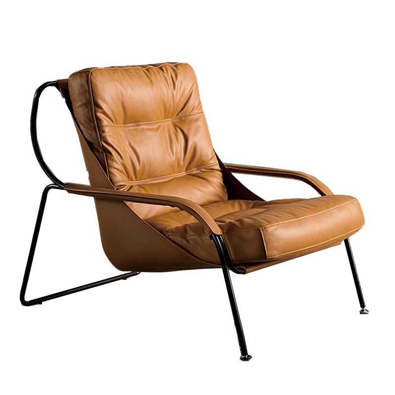 Fixed Back Lounge Chair Fabric Seat Sloped Arms Chair with Black Legs