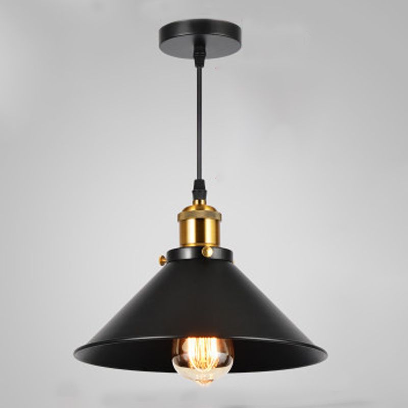 Forma industriale a forma di chiodo in metallo appeso 1 lampada a sospensione leggera in nero per ristorante