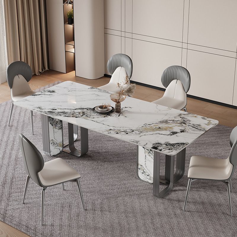 Nordic Sintered Stone Top Dining Set Rectangle 1/2/5/6/7 Pieces Dining Table with Chairs