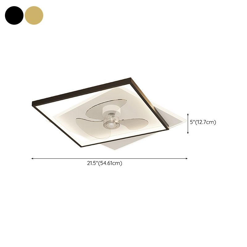 3-Blade Modern LED Ceiling Fan Black/Golden Fan with Light for Room