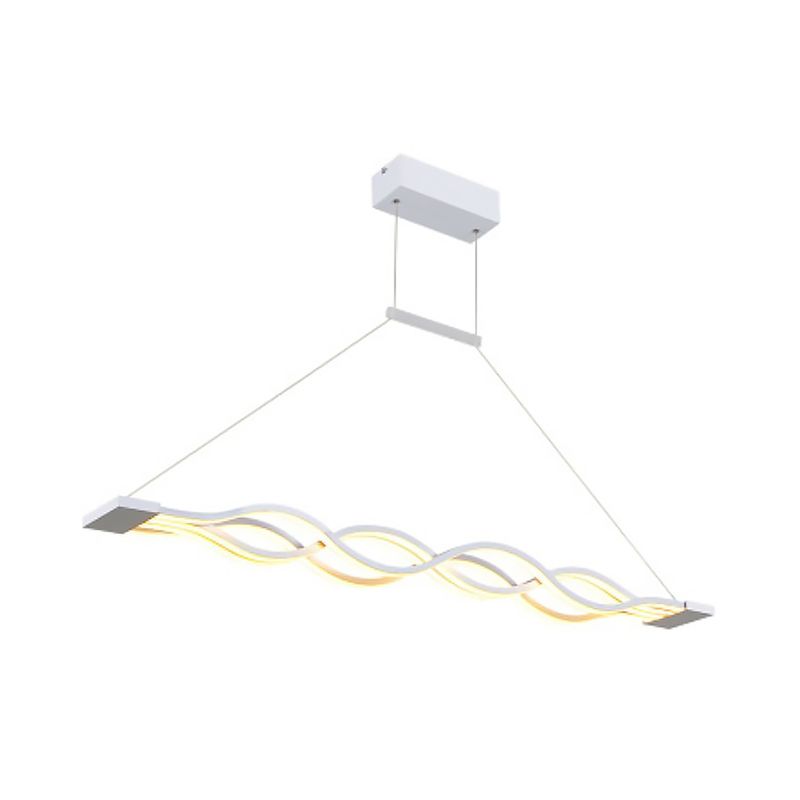 Wavy Line Island Lighting Ideas Minimalism Acrylic LED White Ceiling Pendant in Warm/White Light