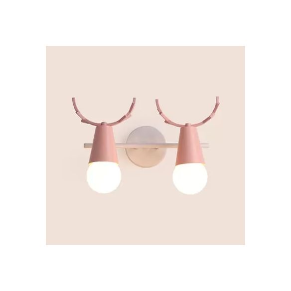 Sweet Cone Child Bedroom Wall Light Metal 1 Head Nordic Stylish Wall Lamp with Antlers