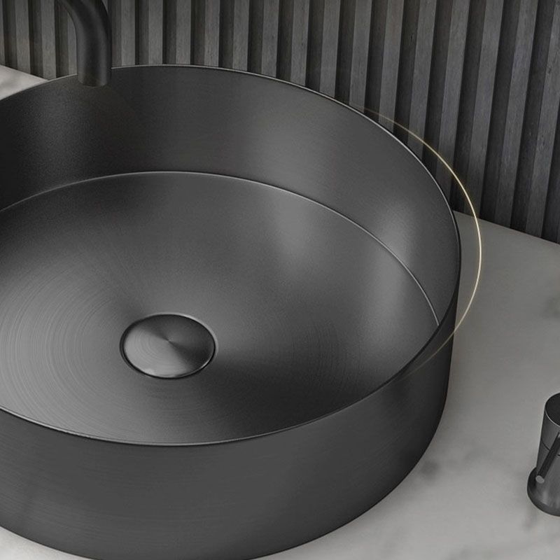 Metal Trough Sink Solid Color Bathroom Sink with Pop-Up Drain