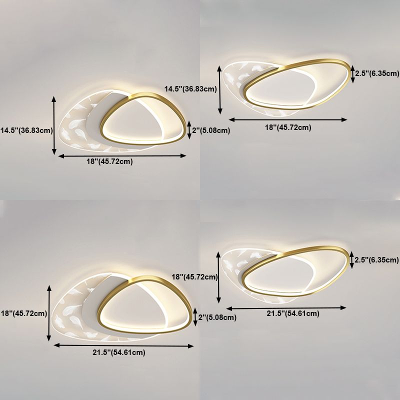 2 Light Geometry Ceiling Lamp Modern Style Metal Ceiling Lighting for Living Room