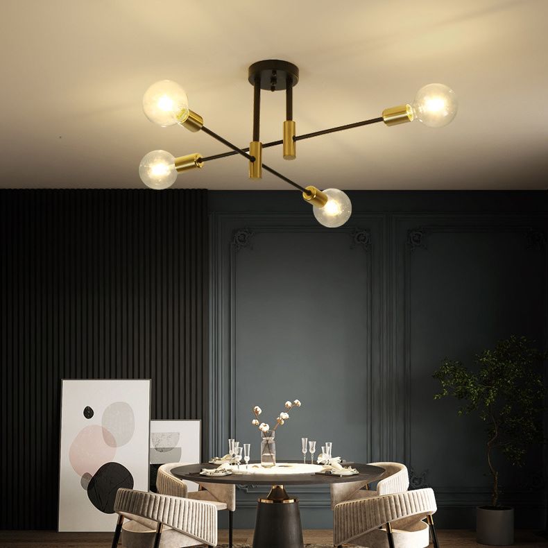 Zwart metalen hangende kroonluchter licht modern glazen schaduw plafond kroonluchter voor woonkamer