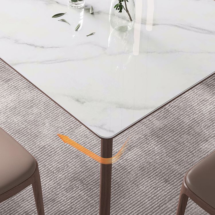 Rectángulo 4 patas mesa de medio siglo color blanco mesa fija de piedra sinterizada