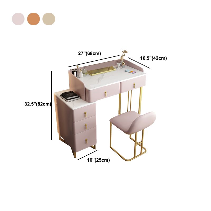 Contemporary Make-up Vanity Solid Wood 4 Drawer Vanity Dressing Table