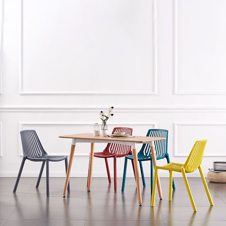 Contemporary Plastic Side Chair Slat Back Kitchen Dining Room Chair
