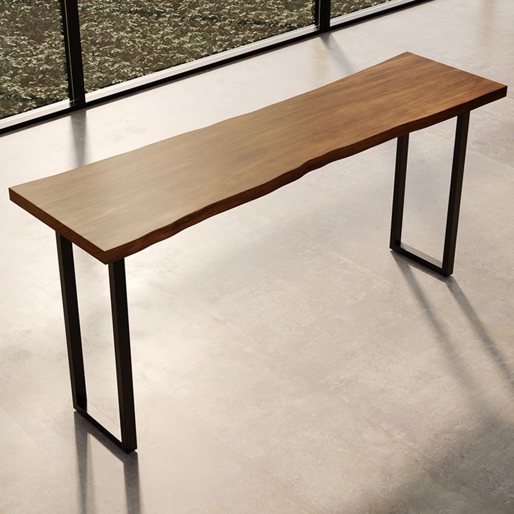 Industrial Style Bar Table Rectangle Wood Double Pedestal Bar Table for Dining Room