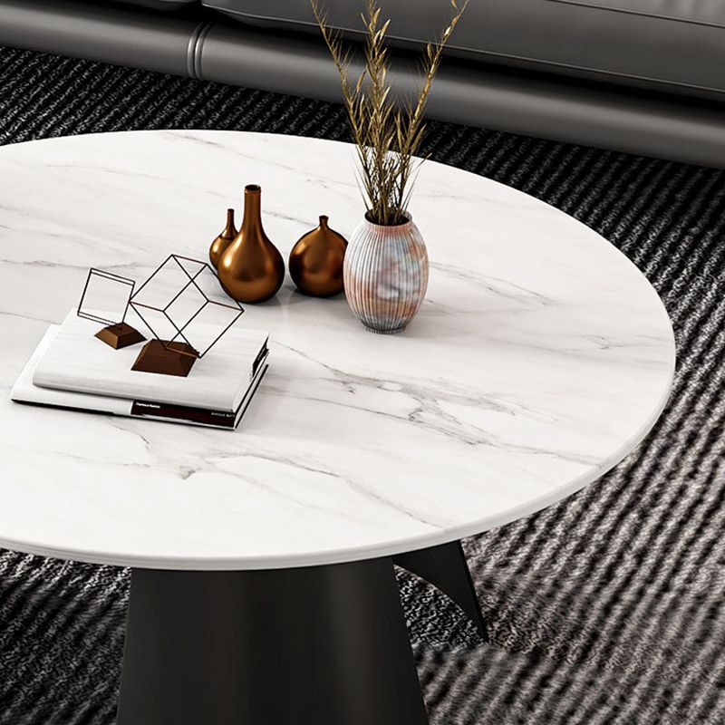 Pedestal Coffee Table Contemporary Round Cocktail Table in Black/White