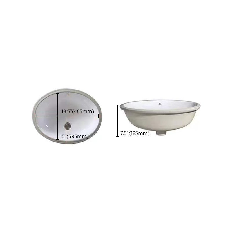 Modern Undermount Vanity Sink Oval Porcelain with Pop-Up Drain Bathroom Sink