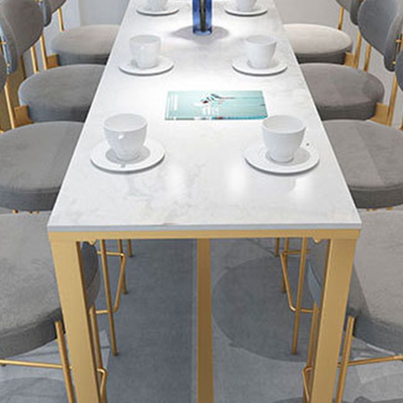 Modern Bar Height Table White Faux Marble Top Bistro Bar Table