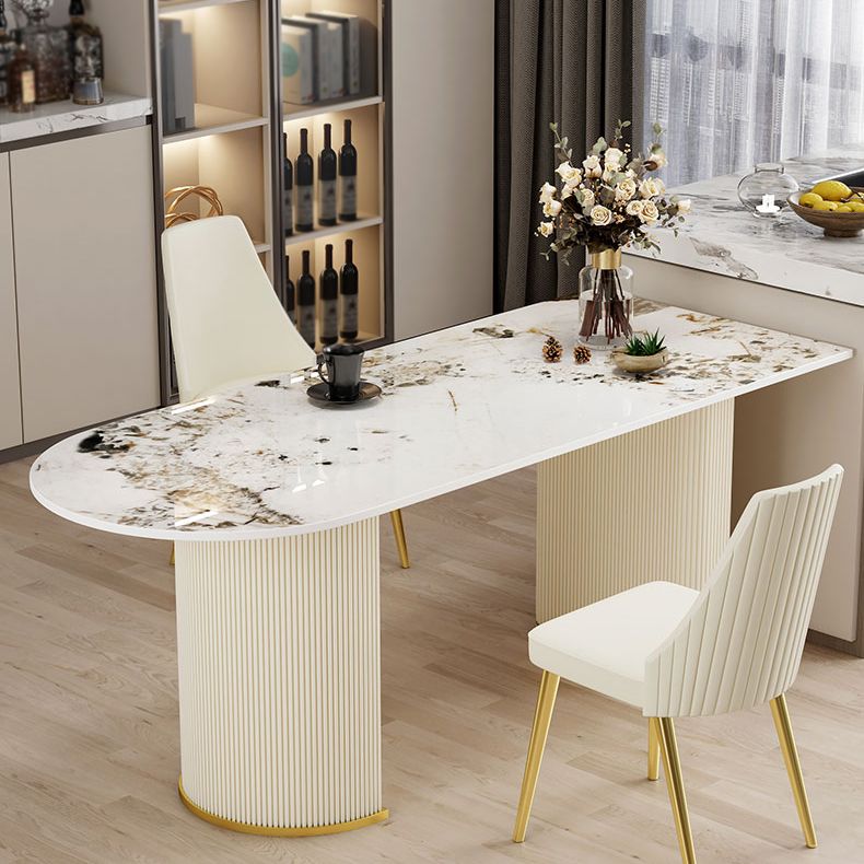 Metal Traditional Luxury Free Form Indoor Table Sintered Stone Table for Dining Room