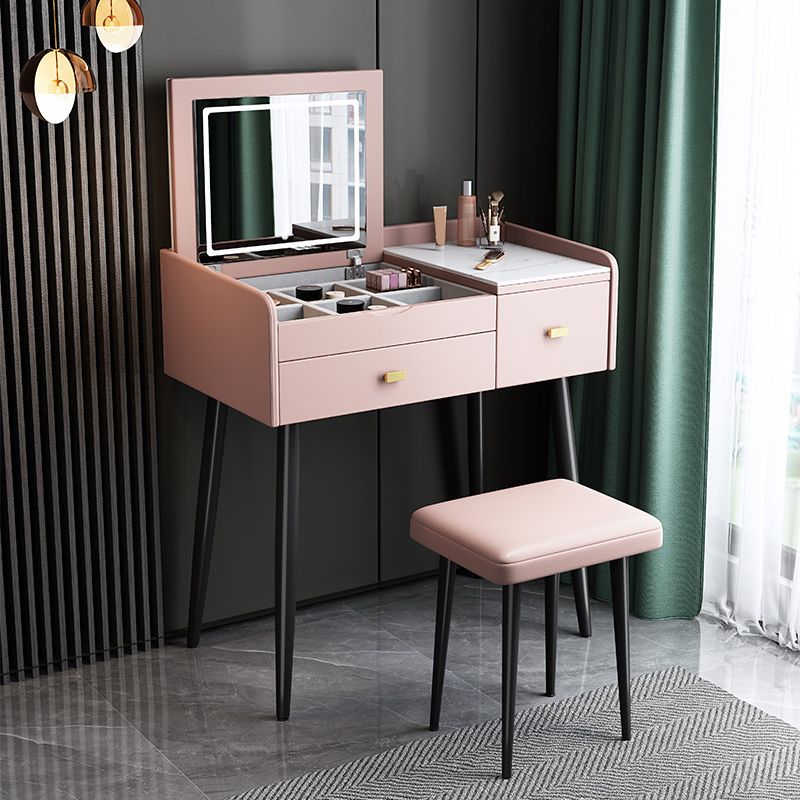 Contemporary Vanity Desk 2- Drawer Slate Top Table Makeup Vanity