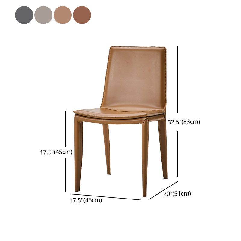 Leather Dining Side Chair Modern Design Armless Solid Back Chair